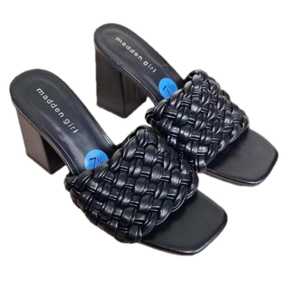 Madden Girl Shoes Braided Stack Heel Black